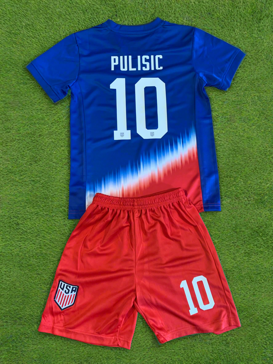 Christian Pulisic USA 2024 Kids Youth Soccer Jersey Kit 2 Piece Set