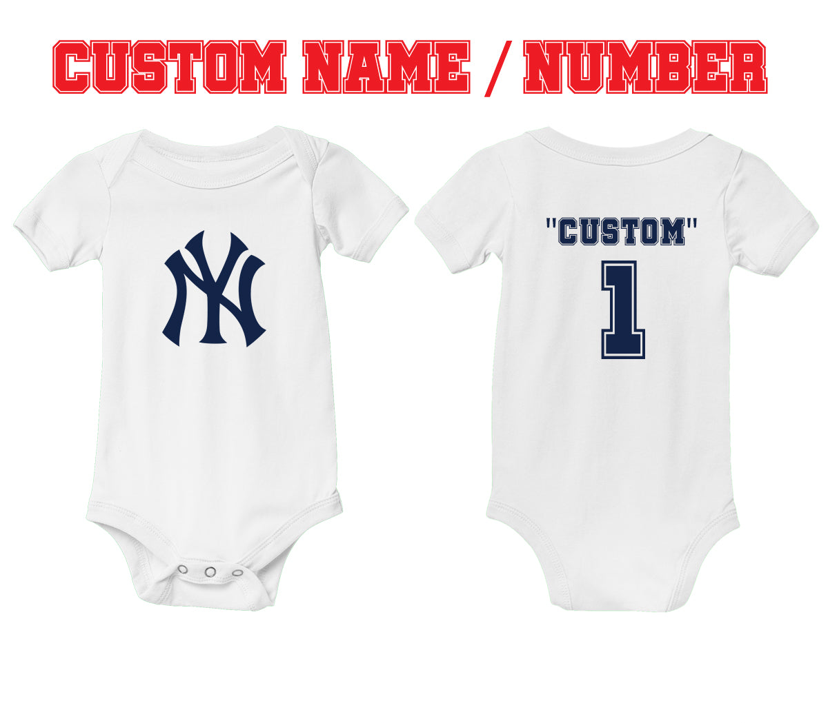 NY Yankees Custom Name Infant Baseball Bodysuit Kids Jersey CustomKiddos n