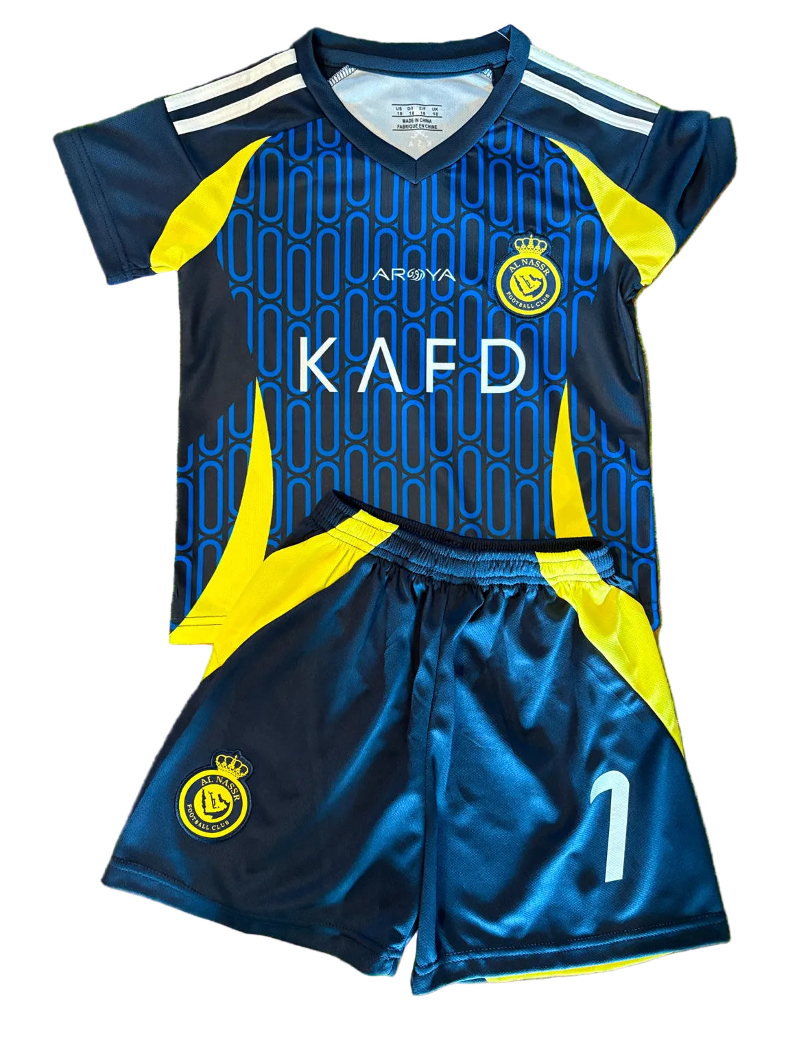 Ronaldo Navy Al Nassr Kids Soccer Jersey Kit Youth Toddler Sizes