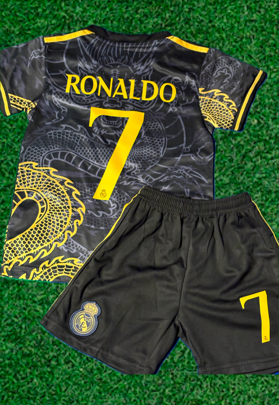 Ronaldo 7 Dragon Edition Real Madrid Exclusive 3rd Soccer Jersey Toddler/Youth Kids Kit