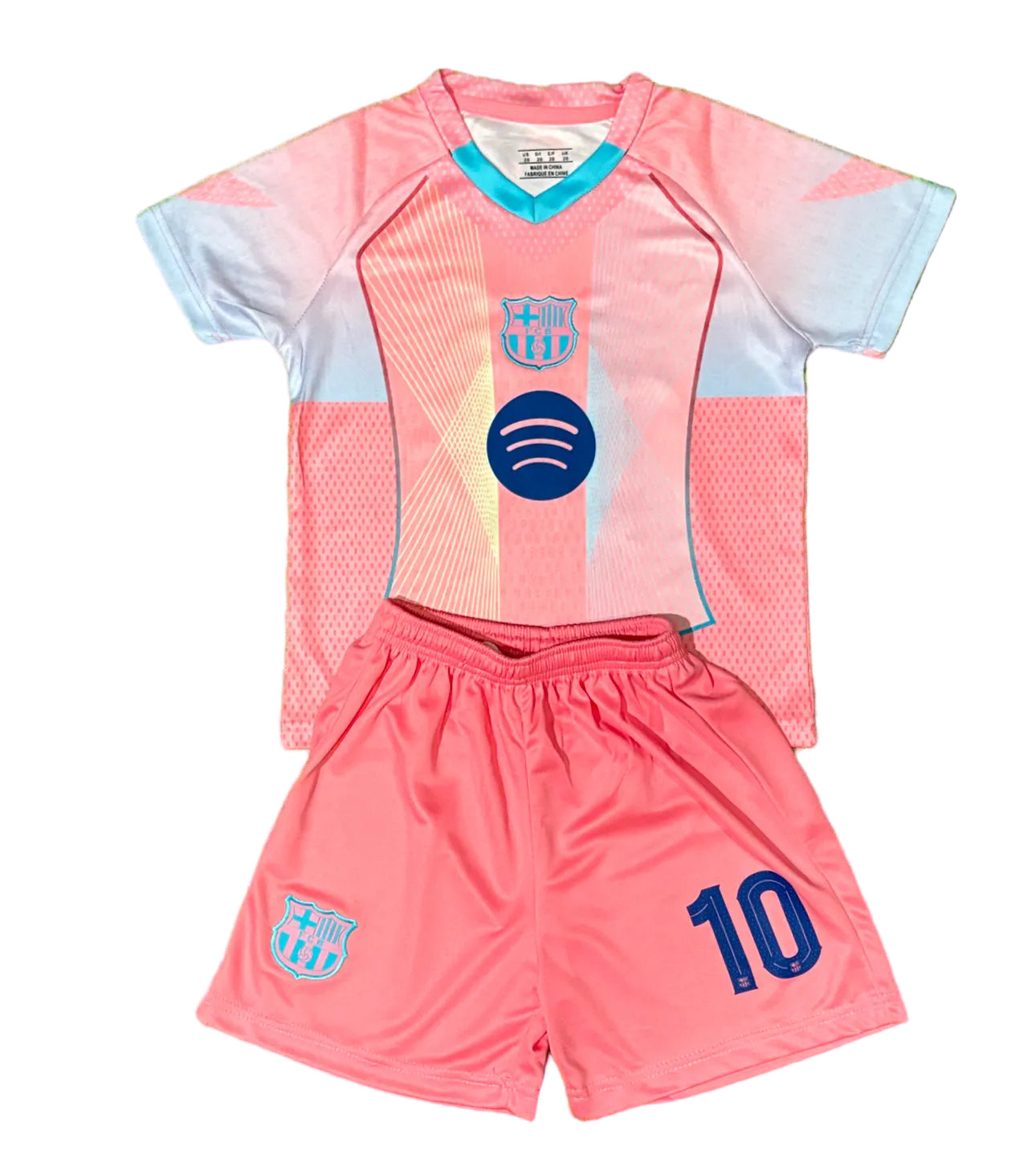 Lamine Yamal Pink Kids Barcelona Soccer Jersey Kit