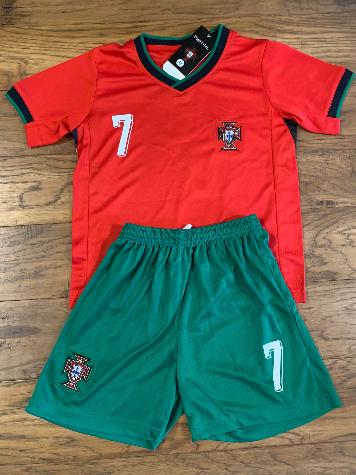 Ronaldo Portugal Home Kids Youth Soccer Jersey Kit 2 Piece Set