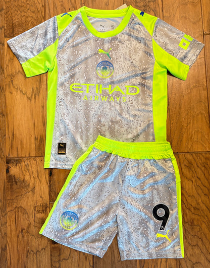 Haaland 9 PUMA Rain or Shine Set Kids Youth Soccer Jersey Set Kit