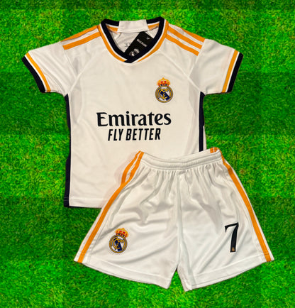 Vini Jr Kids Jersey White/Gold Real Madrid Youth and Toddler Sizes