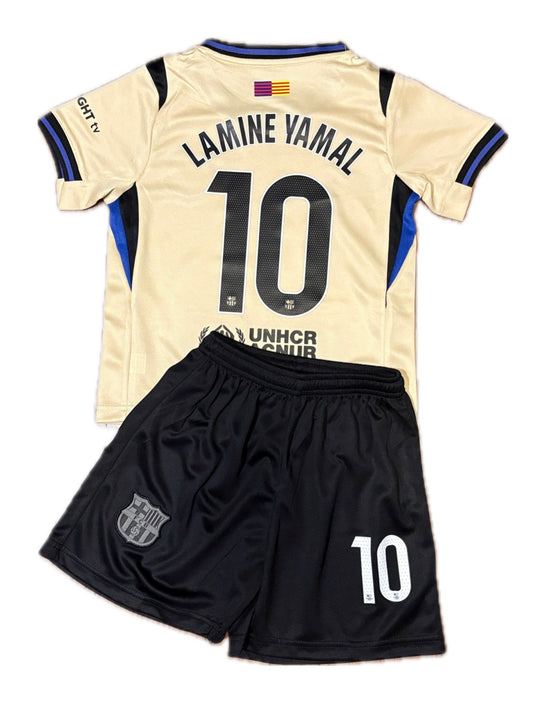 Lamine Yamal 10 Kids Barcelona White  Soccer Jersey Kit