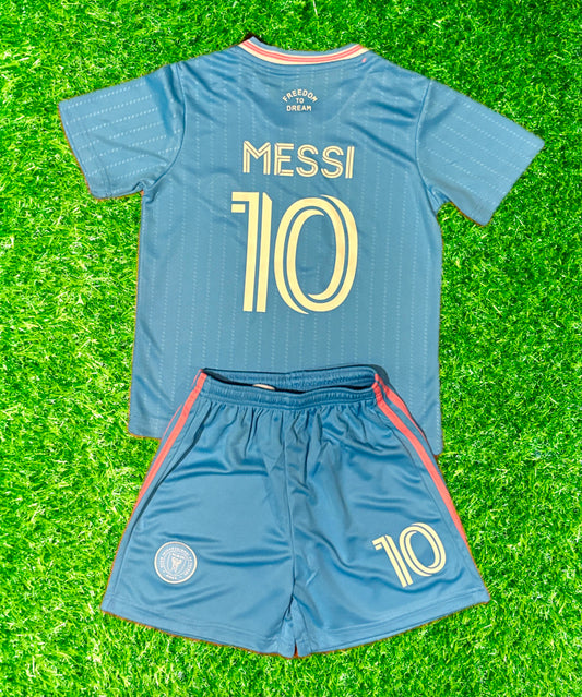 Lionel Messi Baby Blue Miami 2026 Kids Soccer Jersey Set Football