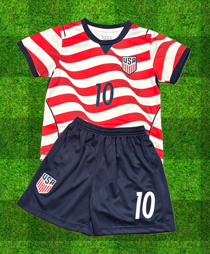 Christian Pulisic 2026 Kids Youth Soccer Jersey Kit 2 Piece Set HOT