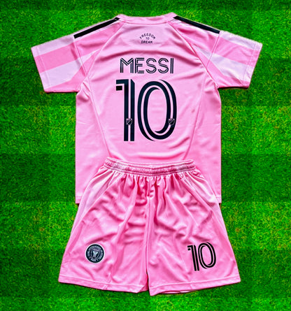 New Pink Lionel Messi Home Kids Soccer Jersey Pink Set of 2 | Toddler & Youth Unisex