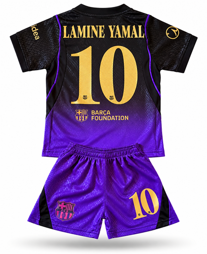 Lamine Yamal Black/Purple Barcelona Soccer Jersey Kids Toddler & Youth Sizes