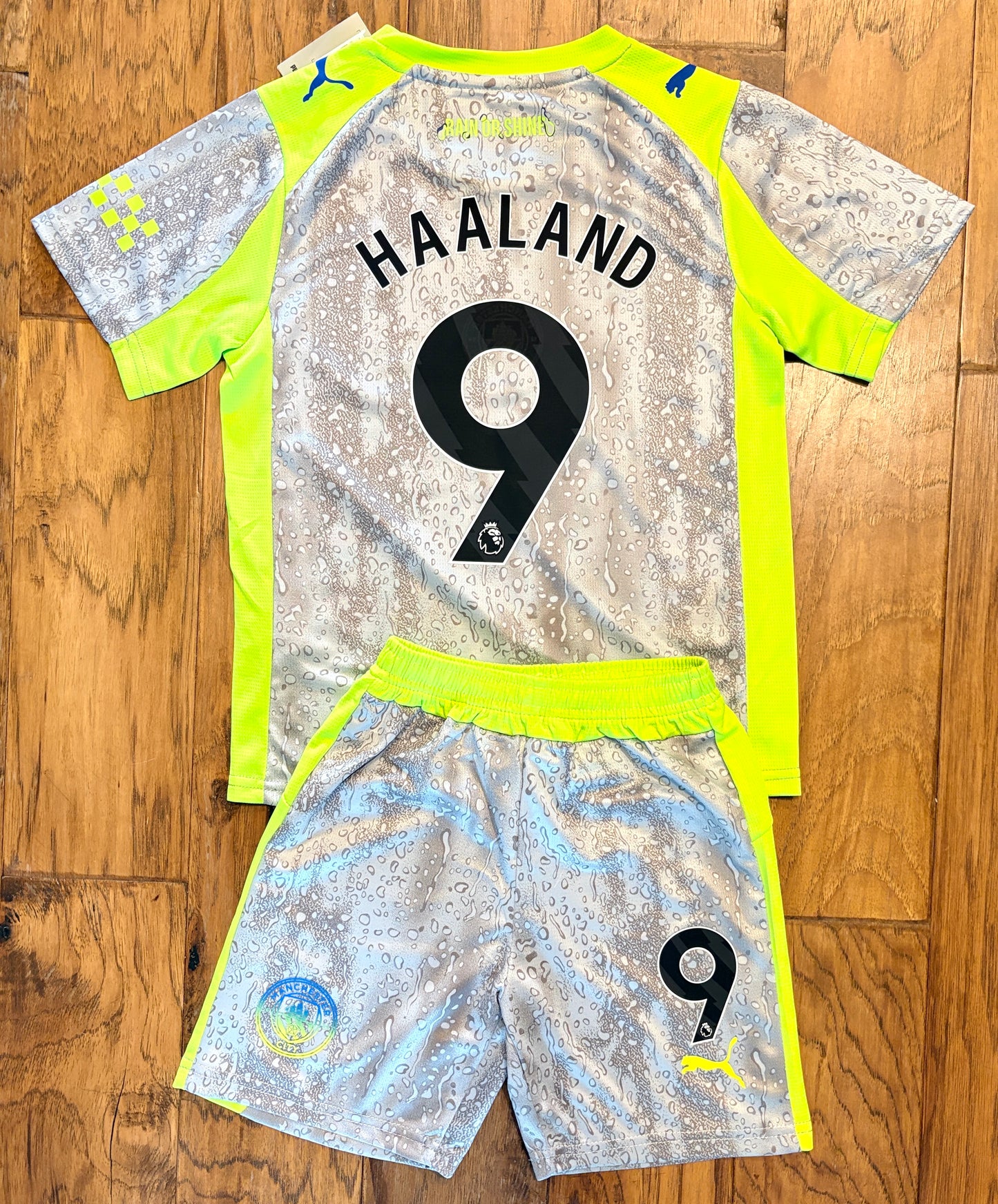 Haaland 9 PUMA Rain or Shine Set Kids Youth Soccer Jersey Set Kit