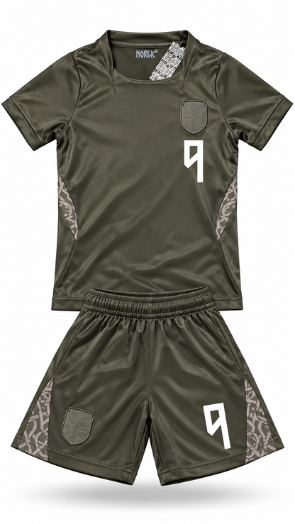 Haaland Norway #9 Black on Black 2026 Kids Soccer Jersey Set – Youth & Toddler