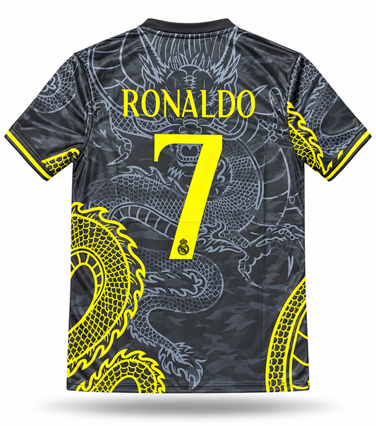 Cristiano Ronaldo ADULT Real Madrid Black Dragon Edition Home Soccer Jersey