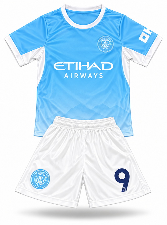 Erling Haaland 2026/27 Home Manchester City 9 Kids Soccer Jersey Youth Toddler