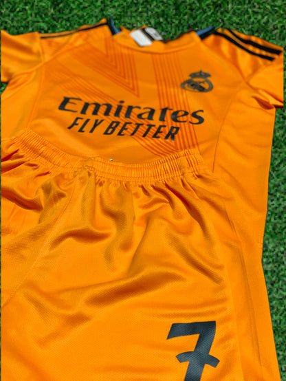 Ronaldo 7 Real Madrid Away Orange 3rd Jersey Toddler/Youth Soccer Jersey Kids Kit
