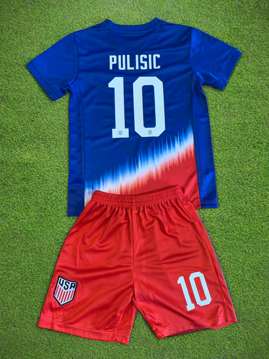 Christian Pulisic USA 2024 Kids Youth Soccer Jersey Kit 2 Piece Set