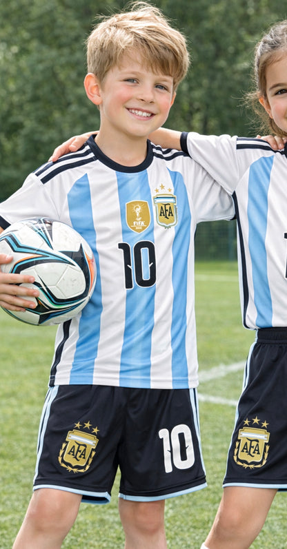 Lionel Messi Argentina WC 2026 Kids Soccer Jersey Set Football
