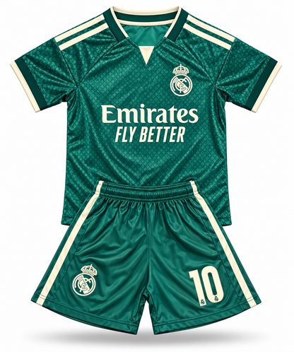 Kylian Mbappe Green Away 26/27 Real Madrid Jersey Toddler/Youth Soccer Jersey Kids Kit