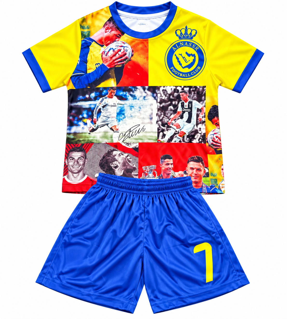 Cristiano Ronaldo Legacy Edition Soccer Jersey Yellow/Blue Kids Toddler & Youth Sizes