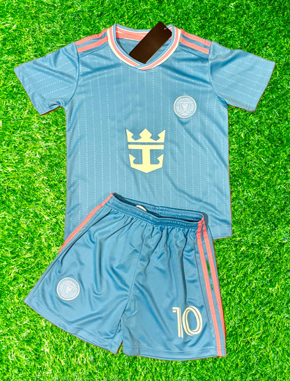 Lionel Messi Baby Blue Miami 2026 Kids Soccer Jersey Set Football