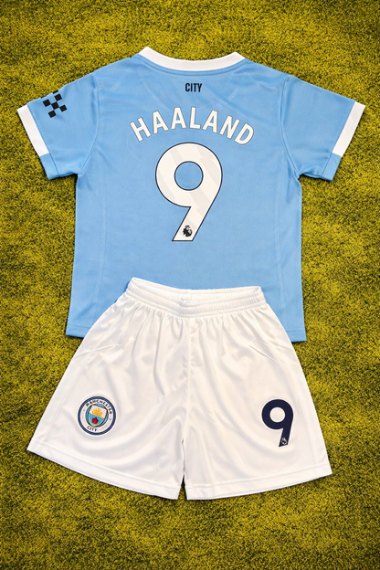 Erling Haaland Blue- Kids Soccer Jersey Kit - 2 Piece Set Jersey/Shorts