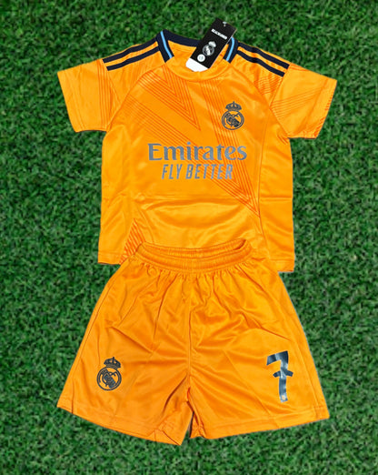 Ronaldo 7 Real Madrid Away Orange 3rd Jersey Toddler/Youth Soccer Jersey Kids Kit