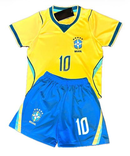 Neymar Jr Brazil Yellow 10 2026 Kids Soccer Jersey Set Football Youth & Toddler Sizes
