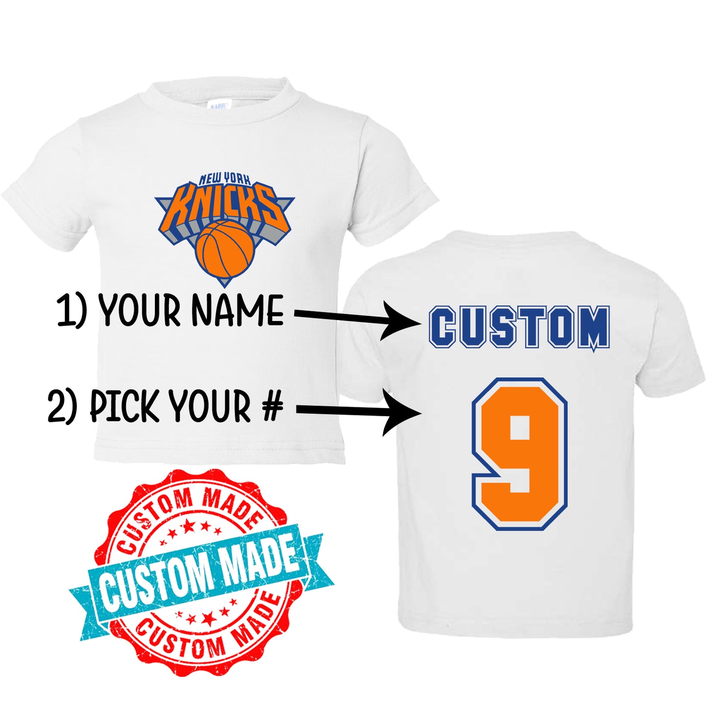 New York Knicks Personalized Kids Bodysuit Basketball Jersey Tshirt