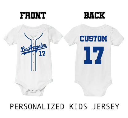 Los Angeles Dodgers Personalized Infant Baby Bodysuit Jersey Shirt Style