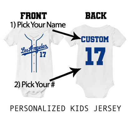 Los Angeles Dodgers Personalized Infant Baby Bodysuit Jersey Shirt Style
