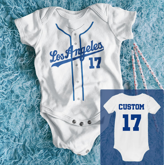 Los Angeles Dodgers Personalized Infant Baby Bodysuit Jersey Shirt Style