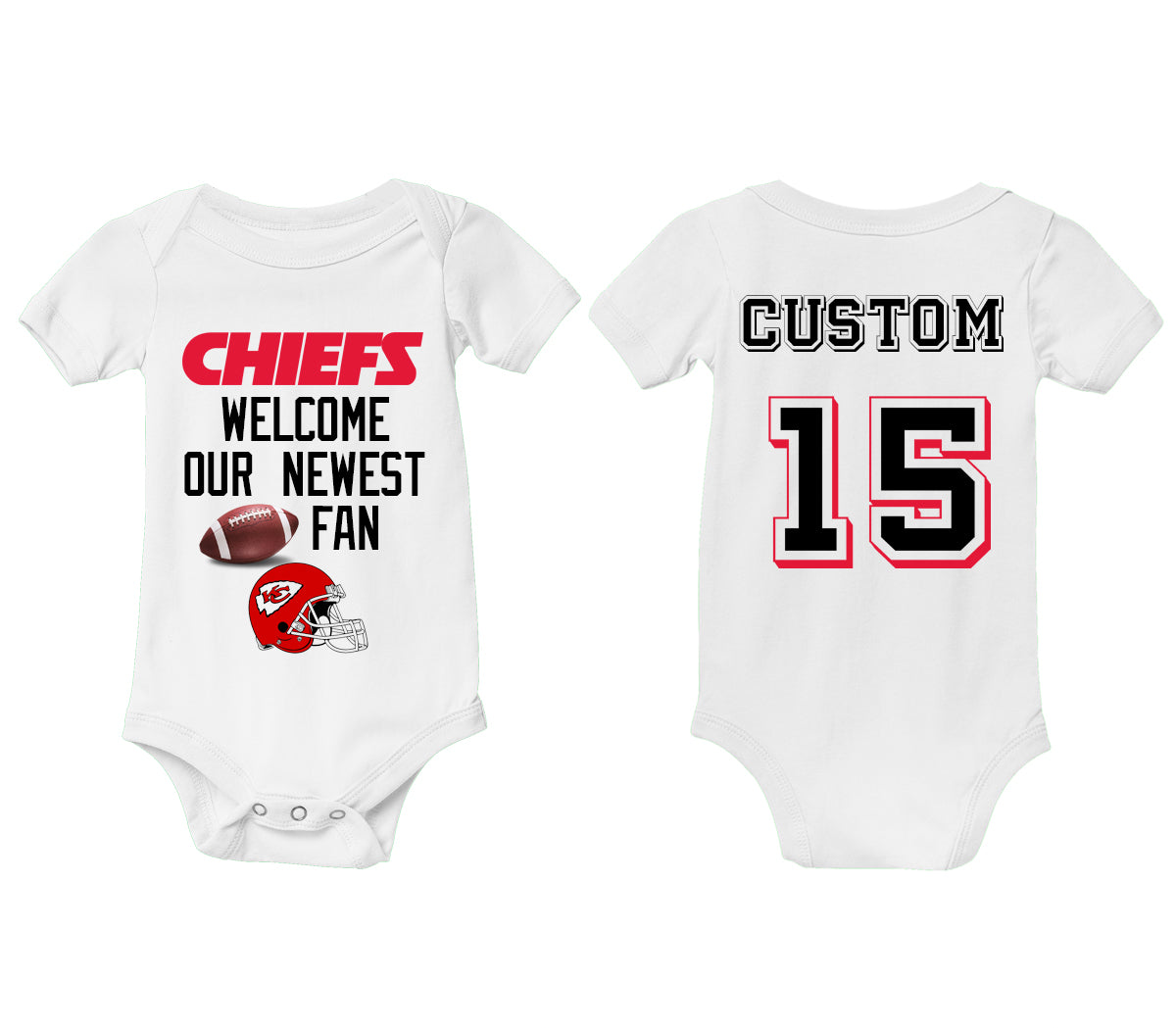 Kansas City Chiefs Personalized Infant Baby Bodysuit Football Mahomes Fan Gift