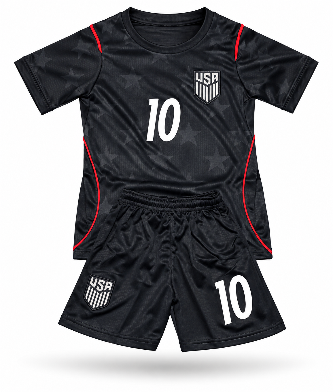 Christian Pulisic black 2026 kids soccer jersey set Toddler and youth sizes