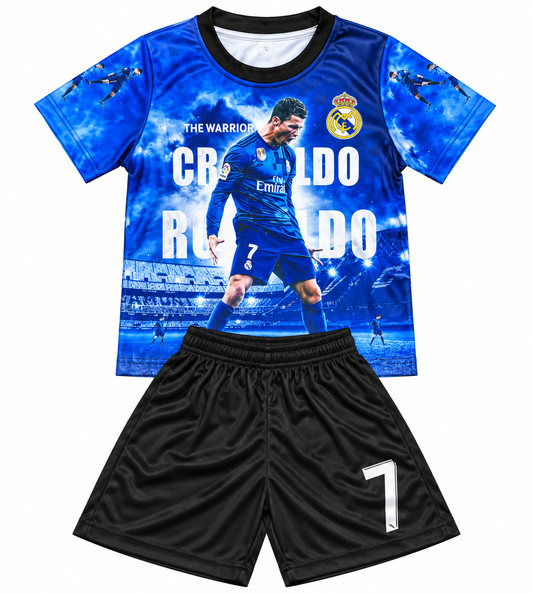 Cristiano Ronaldo #7 Real Madrid Kids Blue Tribute Soccer Jersey Set – Kids & Youth