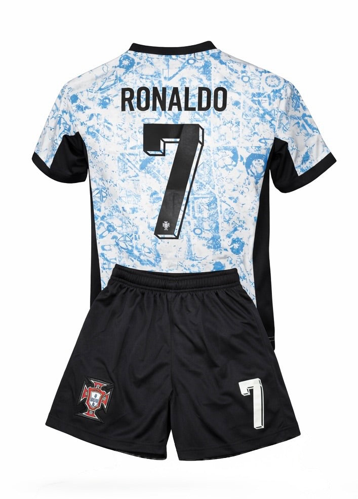 Cristiano Ronaldo blue kids Portugal soccer jersey set toddler and youth kit