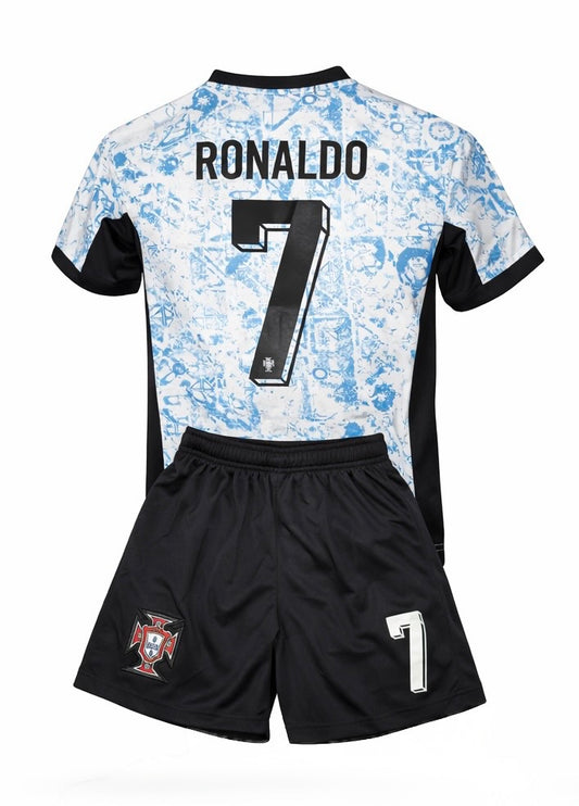 Cristiano Ronaldo blue kids Portugal soccer jersey set toddler and youth kit