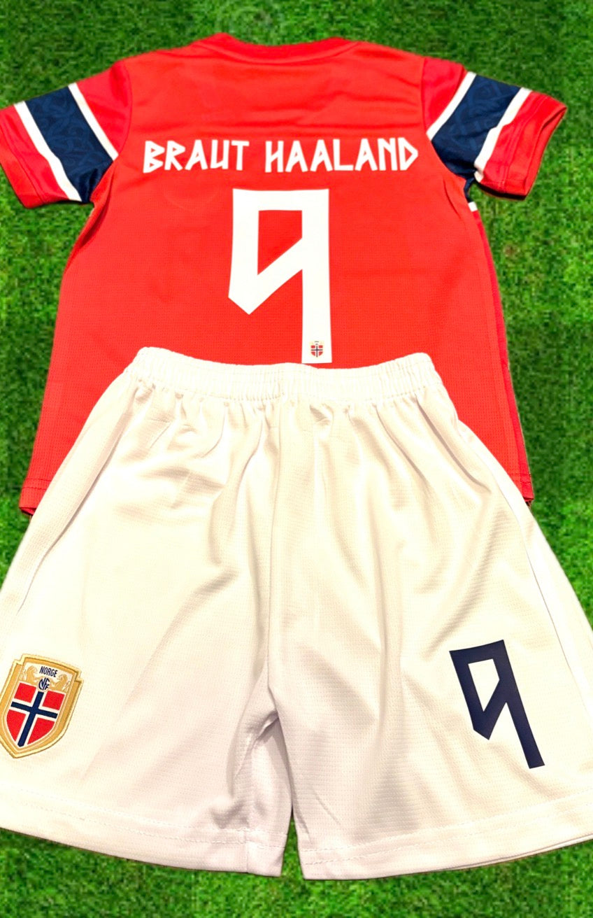 Erling Haaland Norway 9 Kids Soccer Jersey Kit Youth/Toddler