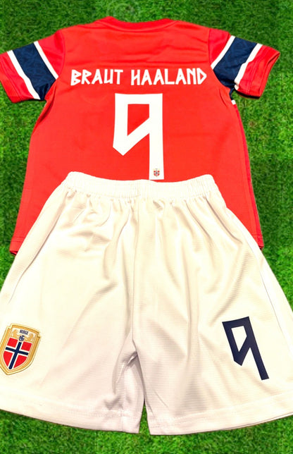 Erling Haaland Norway 9 Kids Soccer Jersey Kit Youth/Toddler