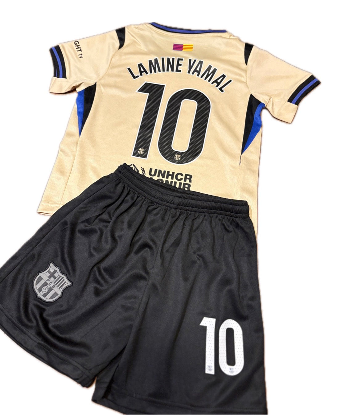 Lamine Yamal 10 Kids Barcelona White  Soccer Jersey Kit