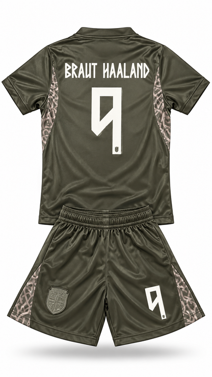 Haaland Norway #9 Black on Black 2026 Kids Soccer Jersey Set – Youth & Toddler