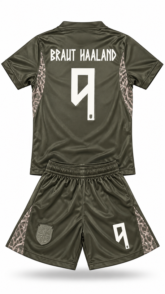 Haaland Norway #9 Black on Black 2026 Kids Soccer Jersey Set – Youth & Toddler
