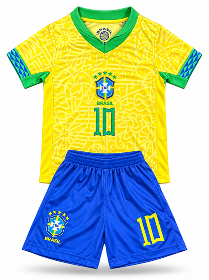 Neymar Jr 26/27 Brazil Kids Soccer Jersey Set Football Youth Toddler Sizes