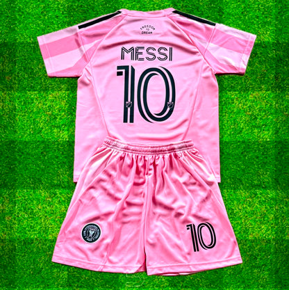 New Pink Lionel Messi Home Kids Soccer Jersey Pink Set of 2 | Toddler & Youth Unisex