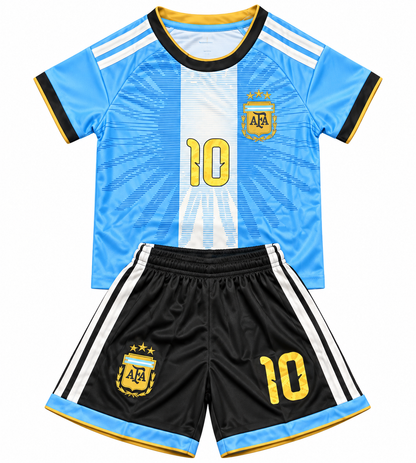 Lionel Messi Argentina 2026/27 Kids Special Edition Soccer Argentina Gold Edition Jersey Set Youth & Toddler