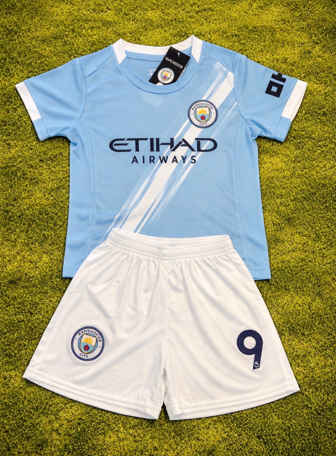 Erling Haaland Blue- Kids Soccer Jersey Kit - 2 Piece Set Jersey/Shorts