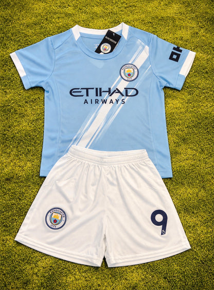 Erling Haaland Blue- Kids Soccer Jersey Kit - 2 Piece Set Jersey/Shorts