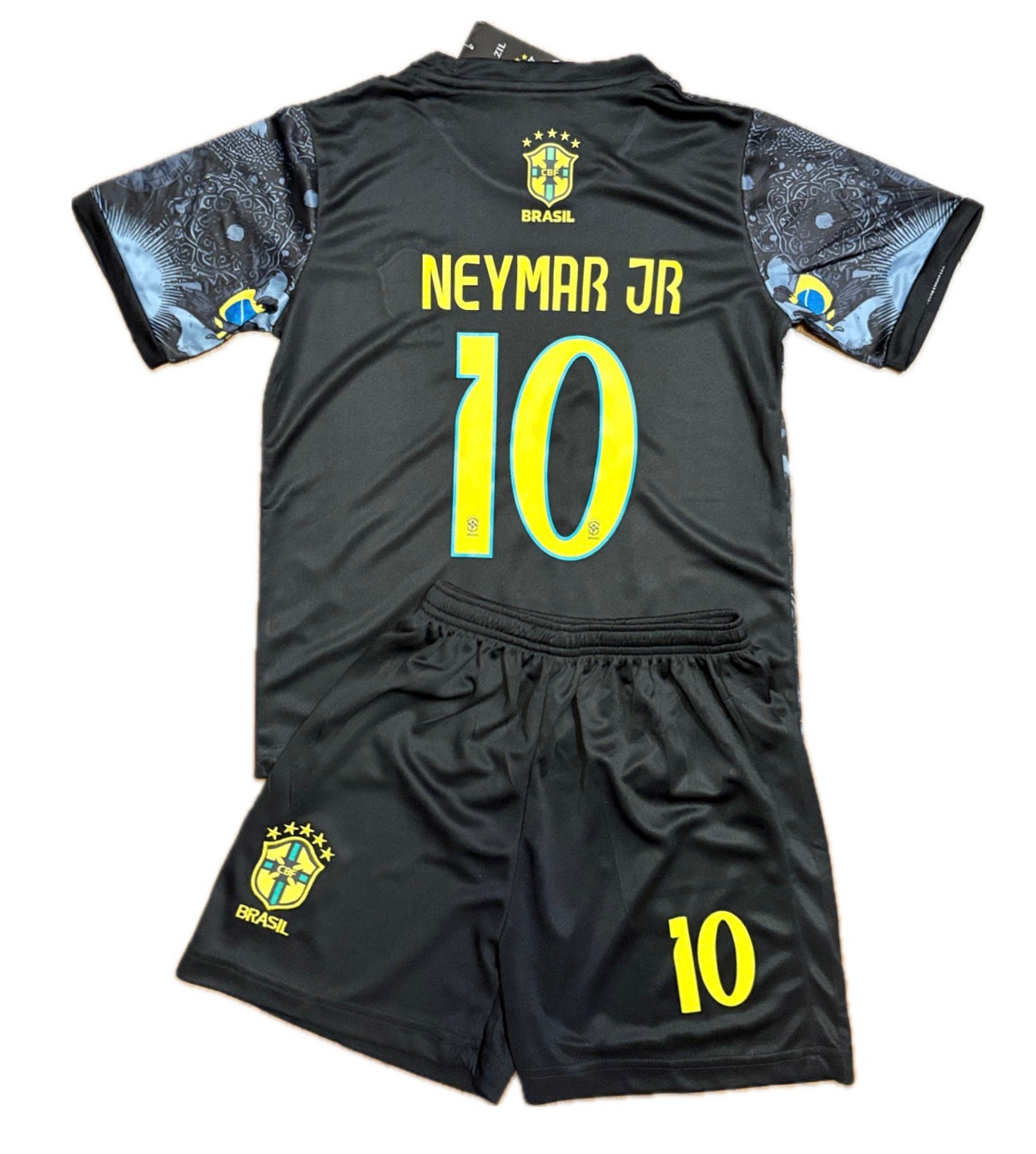 Neymar Jr Brazil Black Kids Soccer Jersey Set Toddler Youth Kit