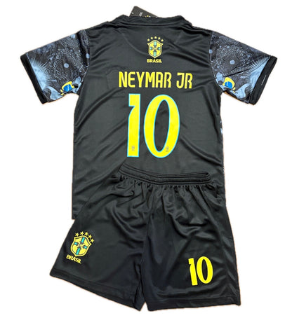 Neymar Jr Brazil Black Kids Soccer Jersey Set Toddler Youth Kit