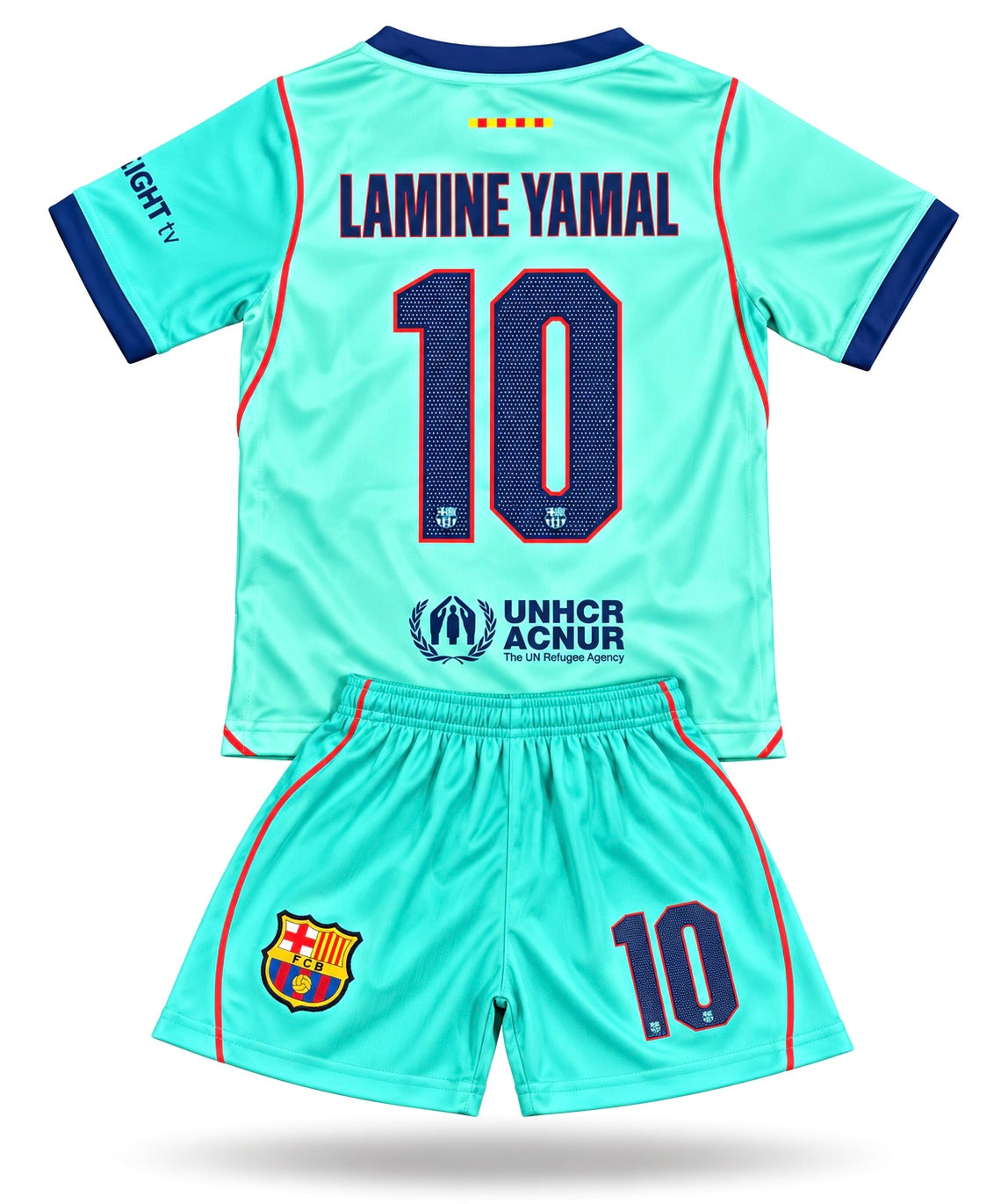 Lamine Yamal Barcelona Aqua Mint 2027 Soccer Jersey Kids Toddler & Youth Sizes