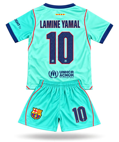 Lamine Yamal Barcelona Aqua Mint 2027 Soccer Jersey Kids Toddler & Youth Sizes