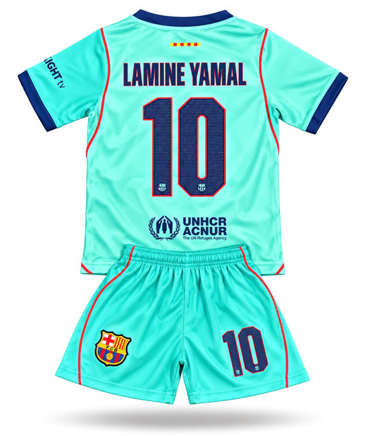 Lamine Yamal Barcelona Aqua Mint 2027 Soccer Jersey Kids Toddler & Youth Sizes